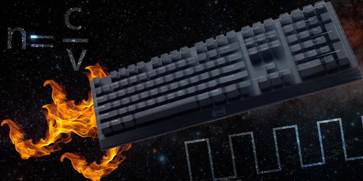 Wooting keyboard in space with equations