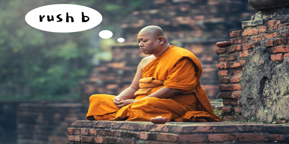 Buddhist monk meditating with important thoughts.